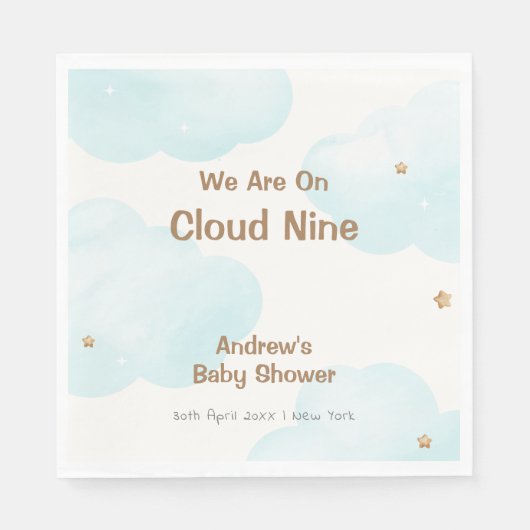 Genderneutraal Cloud Nine Stars Baby shower Servet (Voorkant)