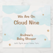 Genderneutraal Cloud Nine Stars Baby shower Sparkling Wijnetiket (Enkel label)