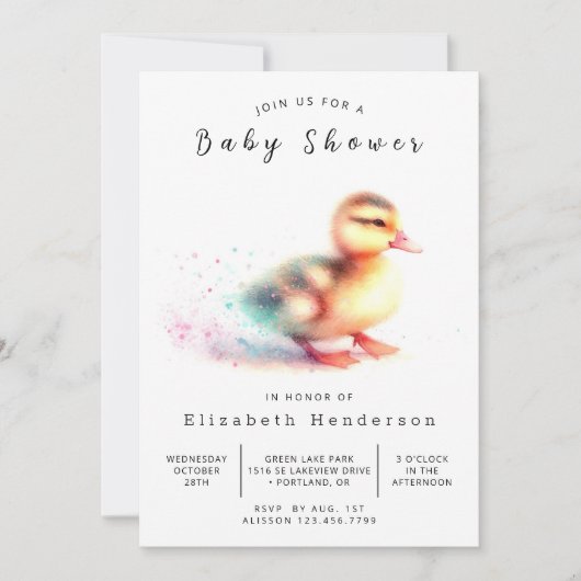 Genderneutraal Custom Duck Baby shower Kaart (Voorkant)