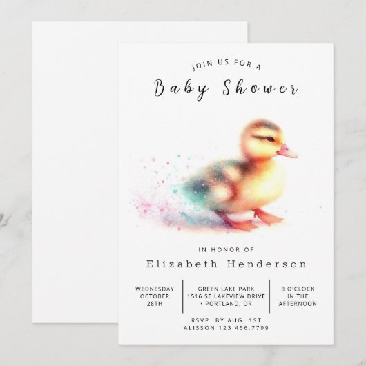 Genderneutraal Custom Duck Baby shower Kaart (Voorkant / Achterkant)