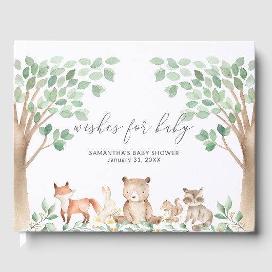 Genderneutraal Cute Woodland Animals Baby shower Gastenboek (Voorkant)