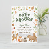 Genderneutraal Cute Woodland Animals Baby shower Kaart (Staand voorkant)