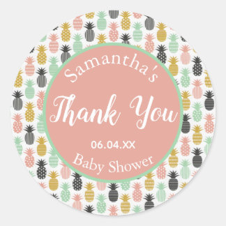 Genderneutraal Dank u Ananas baby shower Ronde Sticker