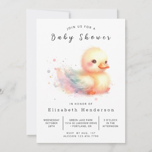 Genderneutraal digitaal eendenBaby shower Kaart (Voorkant)
