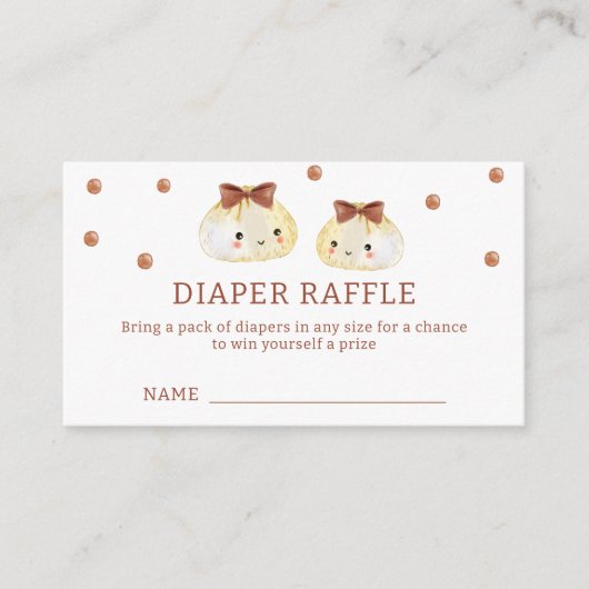 Genderneutraal Dumpling Luier Raffle Baby shower Informatiekaartje (Voorkant)