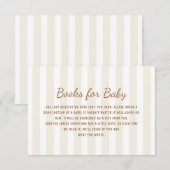 Genderneutraal Ecru Stripes Boeken voor Baby Informatiekaartje (Voorkant / Achterkant)