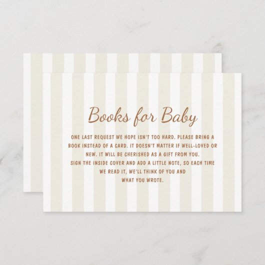 Genderneutraal Ecru Stripes Boeken voor Baby Informatiekaartje (Voorkant / Achterkant)