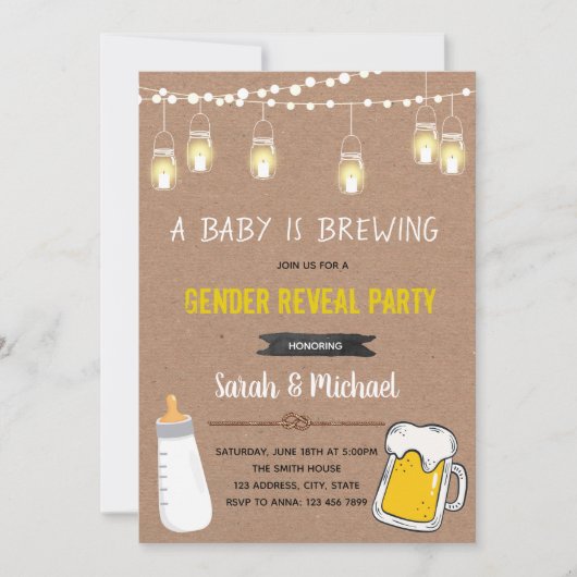 Genderneutraal Een Baby is Brouwuitnodiging Kaart (Voorkant)