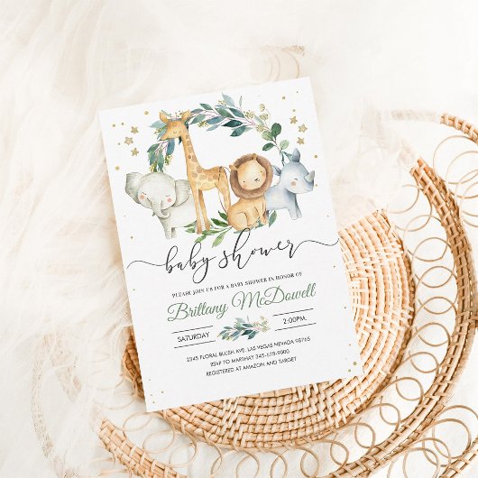 Genderneutraal Een Wild One Safari Baby shower Kaart