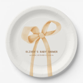 Genderneutraal eenvoudig boog-Baby shower Papieren Bordje