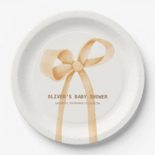 Genderneutraal eenvoudig boog-Baby shower Papieren Bordje