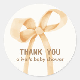 Genderneutraal eenvoudig boog-Baby shower Ronde Sticker