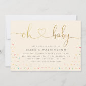 Genderneutraal Elegant Gold Script Oh Baby shower Kaart (Voorkant)