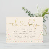 Genderneutraal Elegant Gold Script Oh Baby shower Kaart (Staand voorkant)