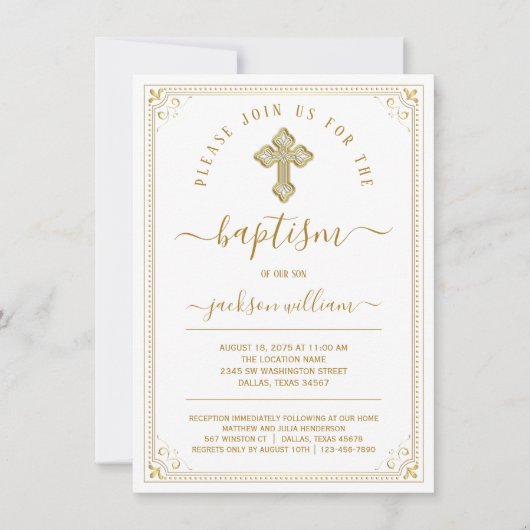 Genderneutraal Elegant Gouddoop Kaart (Voorkant)