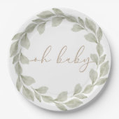 Genderneutraal Eucalyptus Leaf Baby shower Papieren Bordje (Voorkant)