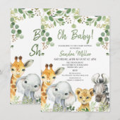 Genderneutraal Eucalyptus Safari Baby shower  Kaart (Voorkant / Achterkant)