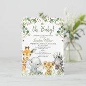 Genderneutraal Eucalyptus Safari Baby shower  Kaart (Staand voorkant)