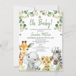 Genderneutraal Eucalyptus Safari Baby shower  Kaart