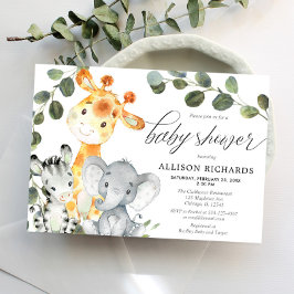 Genderneutraal eucalyptus schattig safari baby sho kaart