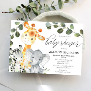Genderneutraal eucalyptus schattig safari baby sho kaart