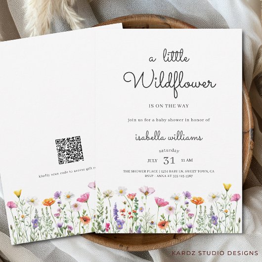 Genderneutraal Floral Wildflower Baby shower Kaart