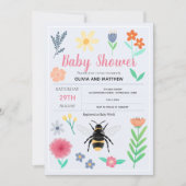 Genderneutraal Floral Woodland Bee Baby shower Kaart (Voorkant)