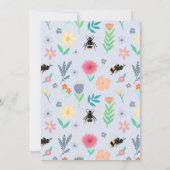 Genderneutraal Floral Woodland Bee Baby shower Kaart (Achterkant)