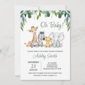 Genderneutraal foliageffect Safari Baby shower Kaart (Voorkant)
