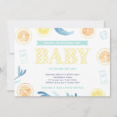Genderneutraal geel Aqua Citrus Baby shower Kaart (Voorkant)
