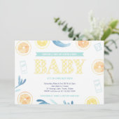 Genderneutraal geel Aqua Citrus Baby shower Kaart (Staand voorkant)