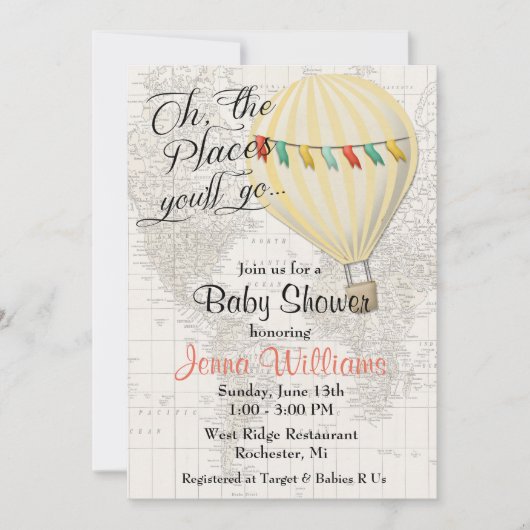 Genderneutraal geel ballonBaby shower Kaart (Voorkant)