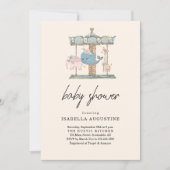 Genderneutraal gele carrousel Baby shower Kaart (Voorkant)