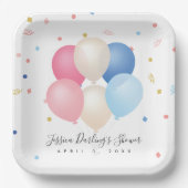 Genderneutraal | Geslacht onthullen Baby shower Papieren Bordje (Voorkant)