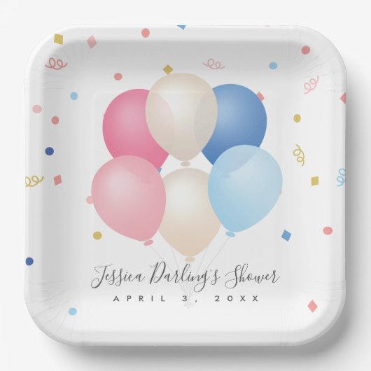 Genderneutraal | Geslacht onthullen Baby shower Papieren Bordje (Voorkant)