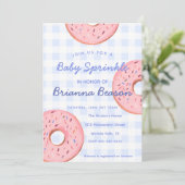 Genderneutraal, Gingham & Donuts Baby Sprinkle Kaart (Staand voorkant)