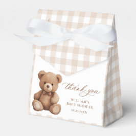 Genderneutraal Gingham Teddy Bear-Baby shower Bedankdoosjes