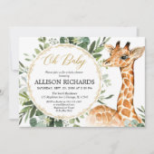 Genderneutraal giraffe greenery baby shower kaart (Voorkant)