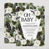 Genderneutraal Gotisch Halloween Baby shower Kaart (Voorkant / Achterkant)