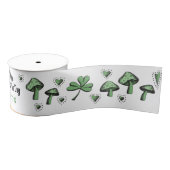 Genderneutraal Green Shamrock Heart & Mushroom 3" Grosgrain Lint (Spoel)