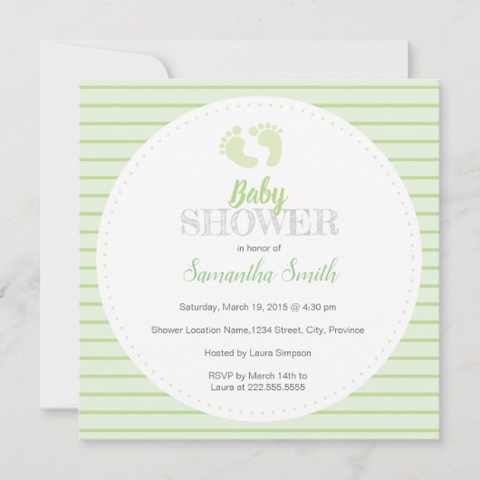 Genderneutraal groen Baby shower ı Invitation Kaart (Voorkant)