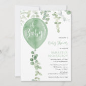 Genderneutraal groen ballongroen Oh Baby Kaart (Voorkant)