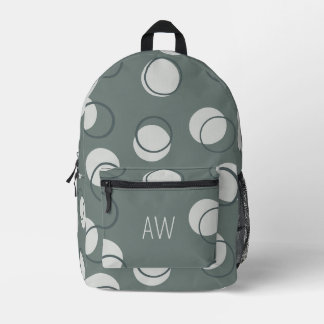 Genderneutraal groen geometrisch monogram Initiale Bedrukte Rugzak