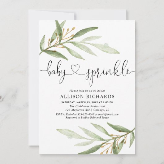 Genderneutraal groen goud groene baby sprinkhaan kaart (Voorkant)