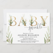 Genderneutraal groen groen goud baby strooien kaart (Voorkant)
