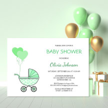 Genderneutraal groen kinderwagen Baby shower