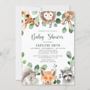 Genderneutraal groen Woodland BOY Baby shower Kaart