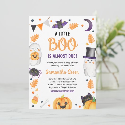 Genderneutraal Halloween Baby shower Kaart (Staand voorkant)