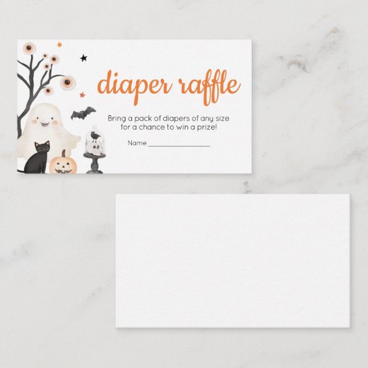 Genderneutraal Halloween Little Boo Luier Raffle Informatiekaartje (Voorkant / Achterkant)
