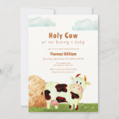 Genderneutraal Heilig Koe Boerderij Dier Baby show Kaart (Voorkant)